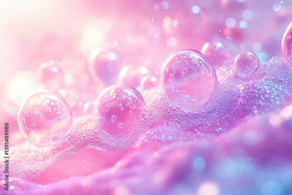 Leinwandbilder pink and purple bubbles rest on a textured surface, creating a dreamy and ethereal abstract composit