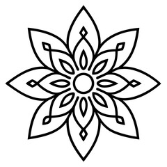 Traditional hawaiian tattoo mandala  line art vector illustration