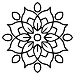 Traditional Indian rangoli mandala line art vector illustration