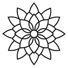 Traditional Indian rangoli mandala line art vector illustration