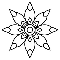 Traditional Indian rangoli mandala line art vector illustration