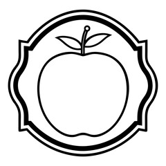 Vintage style fruit label badge line art vector illustration 