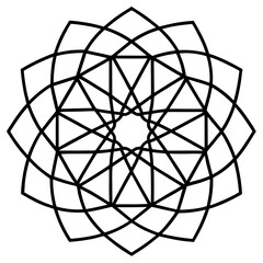 Wireframe 3d model mandala line art vector illustration 