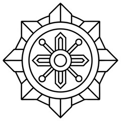 Holographic futuristic mandala line art vector illustration 