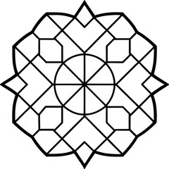 Patchwork quilt style mandala line art vector illustration 