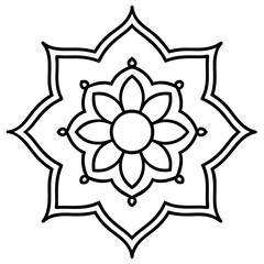 Patchwork quilt style mandala line art vector illustration 