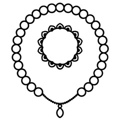 Prayer beads mala inspired mandala line art vector illustration 