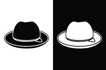 Cowboy Hat Icon Silhouette. Filled Glyph Vector Symbol for Western and Fashion Themes