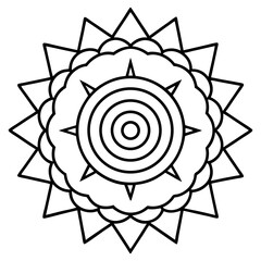 Abstract vector art illustration of a round sun and flower with floral pattern design