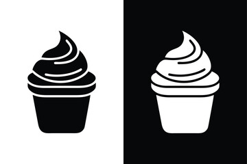 Ice Cream Cone Flat Icon. One Scoop Silhouette Vector for Apps and Websites