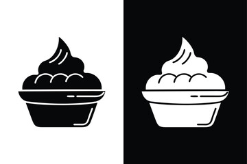 Shaved Ice Cone Icon Silhouette. Flat Vector Design for Summer, Dessert, and Treat Themes