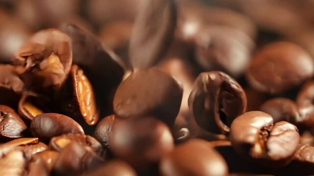 焙煎されたコーヒー豆のクローズアップ / Roasted Coffee Beans Close-Up4