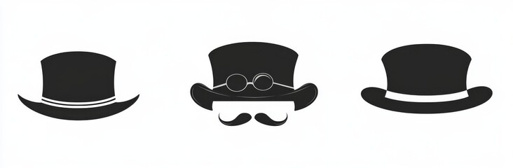 This illustration features a bowler hat depicted as an icon, symbol, logo, and clipart, shown in isolation