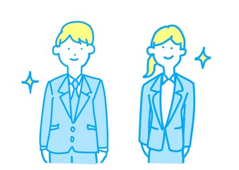 若いスーツの男女