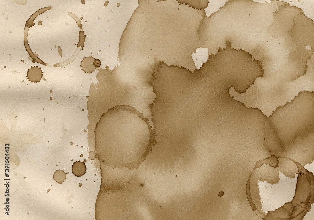 Poster a background with coffee stains and rings on a light surface creating an abstract design look