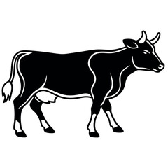 Obraz premium A minimalist-yet-intricate-set-of-a-running-cow 