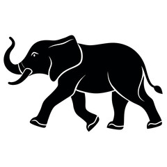 Naklejka premium A minimalist-yet-intricate-set-of-a-running-elephant. 