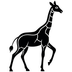 Obraz premium Minimalistyczny, a zarazem misterny zestaw przedstawiający biegnącą żyrafę. 