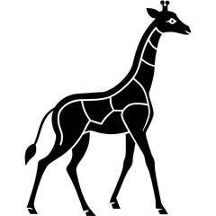 Fototapeta premium A minimalist-yet-intricate-set-of-a-running-giraffe 