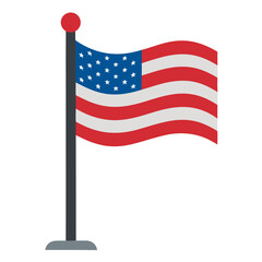 Fototapeta premium American-waving-flag-on-a-pole-for-memorial-day-style. 