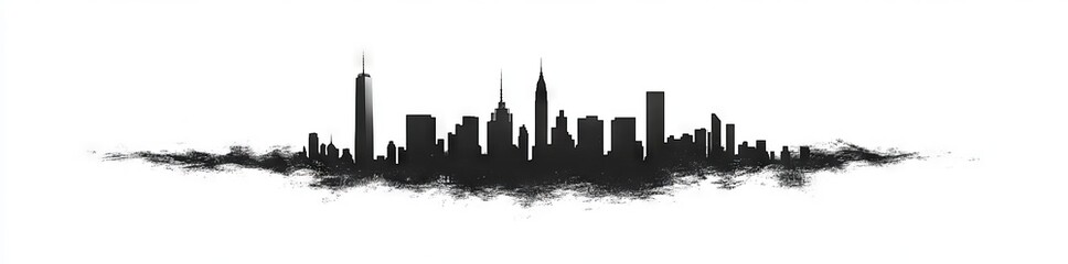 Naklejka premium Vancouver skyline in silhouette with its reflection. The landscape of Vancouver, British Columbia. A modern illustration