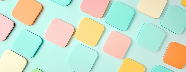Geometric Color Palette: An abstract composition of pastel-colored shapes on a soft, serene backdrop, creates a visual feast for the eyes, exuding a sense of artistic harmony and gentle appeal.
