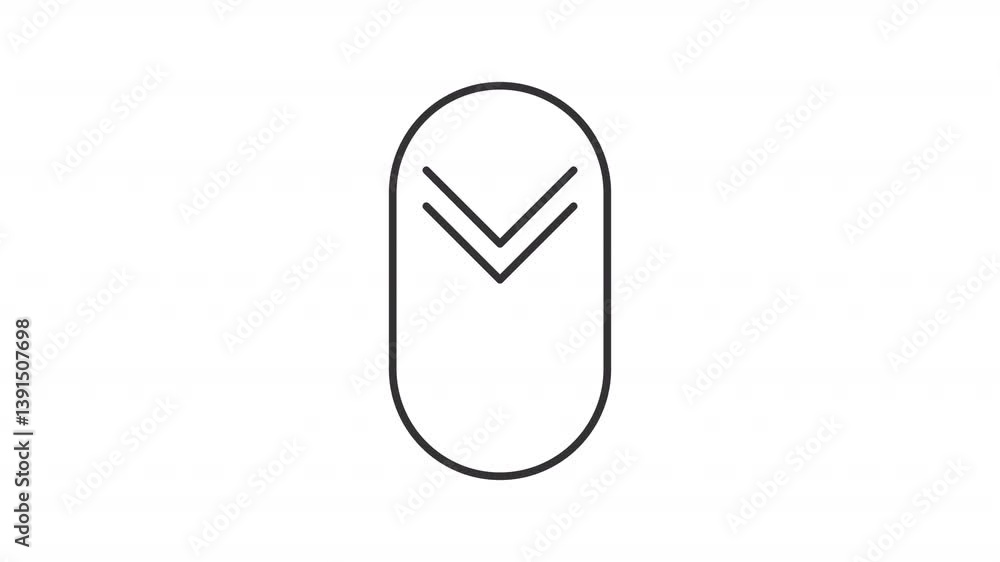 Poster swipe down line animation. input hardware animated icon. showing up arrows, moving. touch interface.