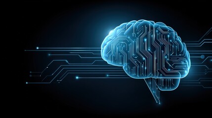 Human Brain Outline with Circuit Board Pattern
