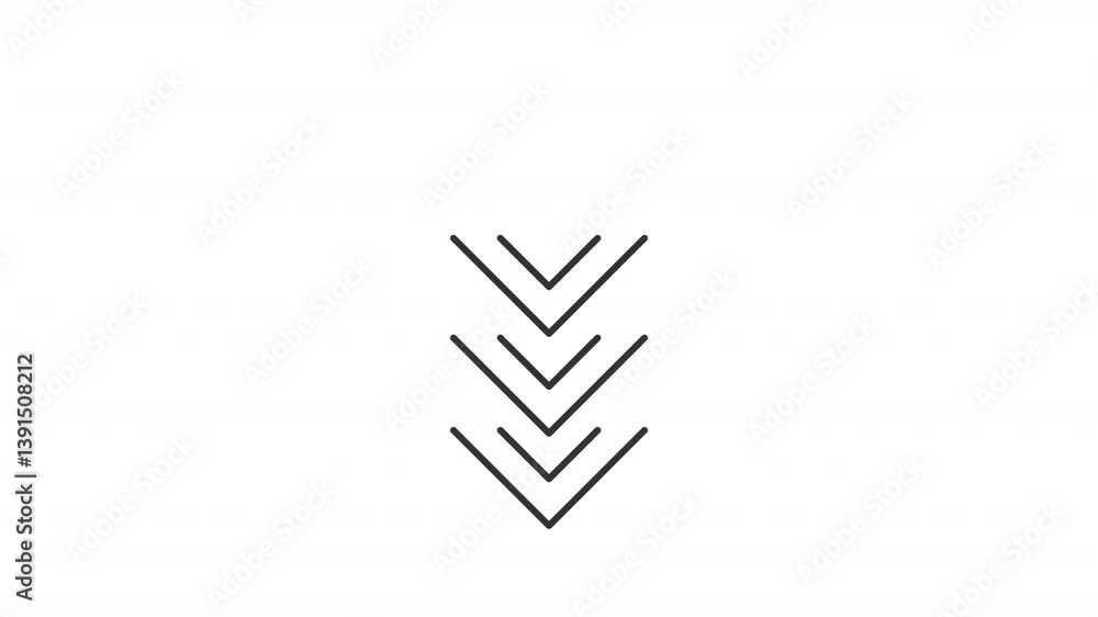 Poster scroll down movement line animation. direction arrows animated icon. moving, shaking. decreasing, do