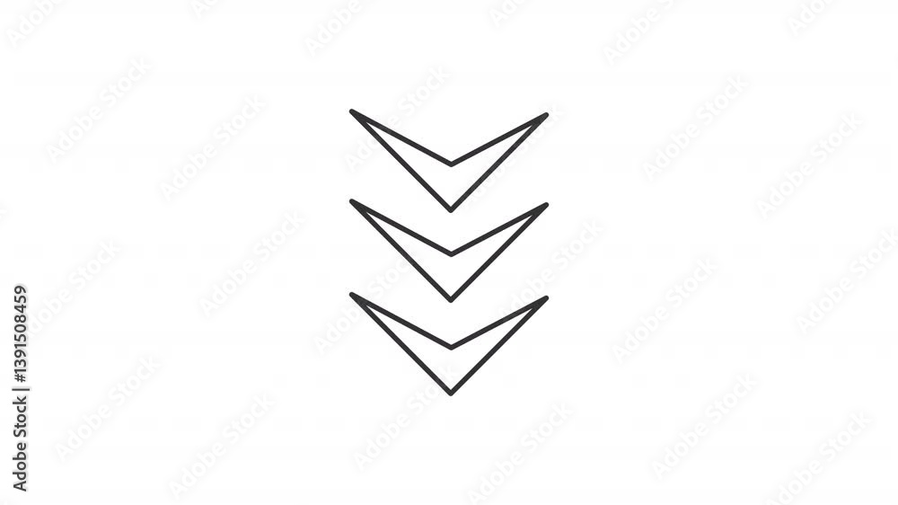 Poster down pointers line animation. navigation arrows animated icon. user interface navigation. downward s