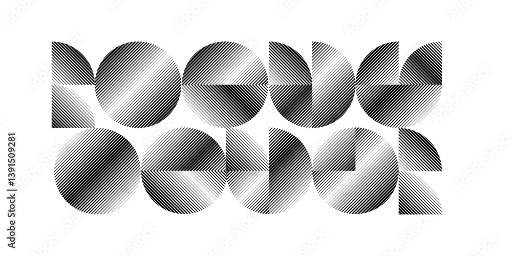 Poster modern artistic set with semicircle design elements . many lines form half circles in art style . wa