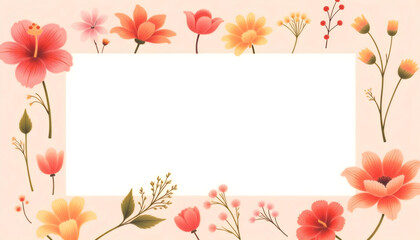 Fototapeta premium realist drawing Flower frame, flower background. Mother's Day, Wedding, feminine, isolated flowers. flower decoration, deco, Rose, Lily, background, postcard, mock up, watercolor, colorpencil, gouache