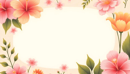 Fototapeta premium realist drawing Flower frame, flower background. Mother's Day, Wedding, feminine, isolated flowers. flower decoration, deco, Rose, Lily, background, postcard, mock up, watercolor, colorpencil, gouache