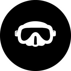 Minimalist representation of diving mask against contrasting solid background