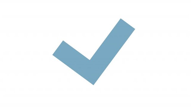 Animated tick mark glyph color icon. Check mark for approving animation. Bouncing tickmark symbolizing right choice. Simple solid element on white background. HD video with alpha channel