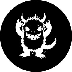 Illustrative monochrome depiction of a stylized whimsical horned creature