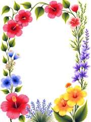 Obraz premium realist drawing Flower frame, flower background. Mother's Day, Wedding, feminine, isolated flowers. flower decoration, deco, Rose, Lily, background, postcard, mock up, watercolor, colorpencil, gouache