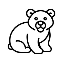Cute bear outline drawing vector illustration for kids coloring book and printable animal designs free download
