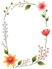 realist drawing Flower frame, flower background. Mother's Day, Wedding, feminine, isolated flowers. flower decoration, deco, Rose, Lily, background, postcard, mock up, watercolor, colorpencil, gouache