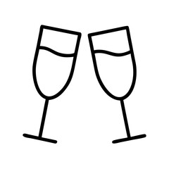 Two wine glasses toasting vector illustration for celebration cheers drink alcohol party event design