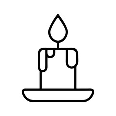 Candle vector icon illustration, simple line drawing of burning candle for decoration and celebration 100