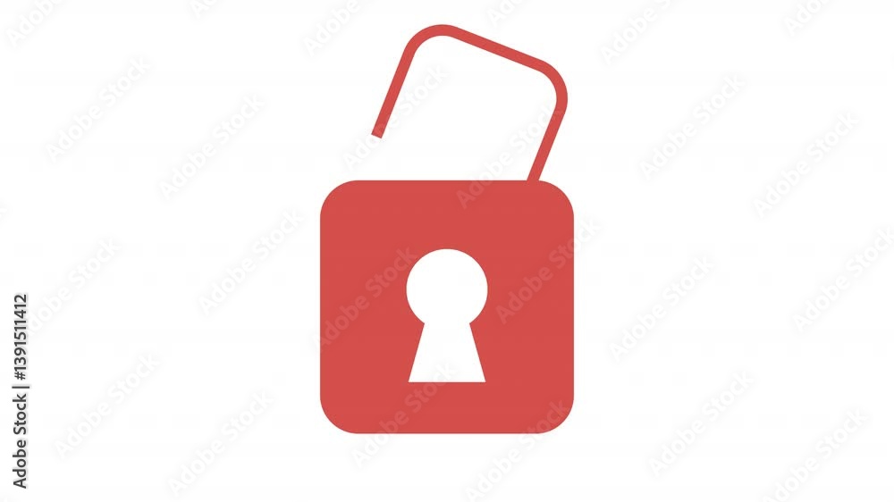 Poster animated opening padlock glyph color icon. access to private space unlocking animation. closed infor