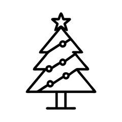 Christmas tree outline icon vector illustration for holiday decoration and celebration design element