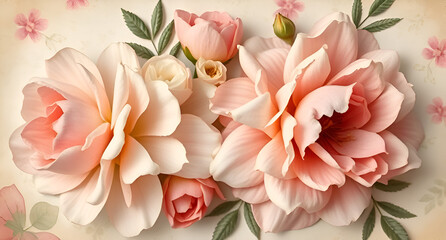 Close-up of a bouquet of sculpted, pastel-colored roses. 