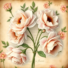 Close-up of a bouquet of pastel-colored roses. 