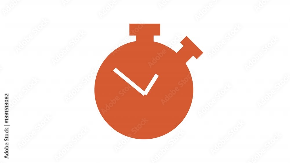 Poster animated stopwatch glyph color icon. time measuring tool animation. tasks completion period control.
