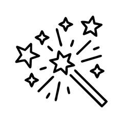 Magic wand with stars vector illustration for fairy tale fantasy wizardry and magical design concepts isolated art