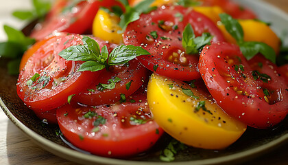 Red And Yellow Tomato Salad With Fresh Herbs