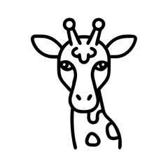 Cute giraffe head outline drawing, cartoon giraffe illustration, safari animal vector clip art image for kids 100