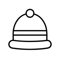 Outline winter hat beanie cap for cold weather fashion accessory and ski apparel vector illustration